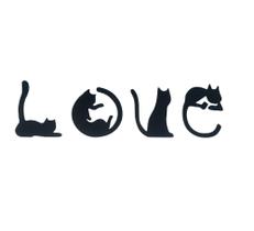 letreiro gato Love Cat Mdf Decorativo amo gatos Vazado 3mm 64x16,5cm c/ fita dupla face