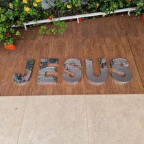 Letreiro Jesus 40cm Inox - Arial Negrito Escovado