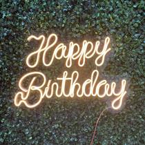 Letreiro Led Neon Luminoso Happy Birthday Feliz Aniversário - festa infantil, tema decorativo, 15 anos