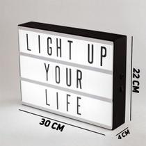 Letreiro Lightbox Quadro A4 Mensagem Decolacao Letras