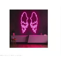 letreiro neon asas de anjo rosa - 70cmx60cm com fonte letreiro neon asas de anjo rosa - 70cmx60cm com fonte