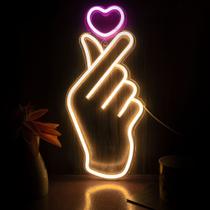 Letreiro Neon LEBURRY Finger Heart K-pop Luz de Parede LED Letreiro Neon LEBURRY Finger Heart K-pop Luz de Parede LED