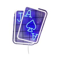 Letreiro Neon LED Cyberpunk De Cartas De Baralho Para Decoração Vintage De Caverna Do Homem, Sala De Letreiro Neon LED Cyberpunk De Cartas De Baralho Para Decoração Vintage De Caverna Do Homem, Sala De