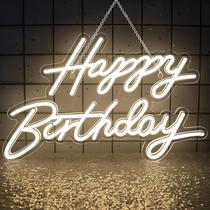 Letreiro Neon LED Feliz Aniversário Soomit Dimerizável Branco Quente Letreiro Neon LED Feliz Aniversário Soomit Dimerizável Branco Quente