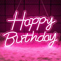 Letreiro Neon LED Happy Birthday Zontruxe USB Rosa 42 x 30 cm Letreiro Neon LED Happy Birthday Zontruxe USB Rosa 42 x 30 cm