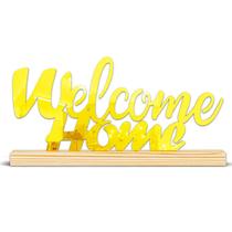 Letreiro Para Sala Quarto Welcome Home Dourado Espelhado - Decoraset