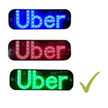 Letreiro Placa Uber LED Verde Ventosa USB Carro Aplicativo
