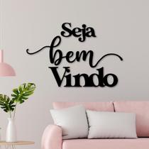 Letreiro Seja Bem Vindo Preto 13x40x0,3 em MDF - Lado Kids