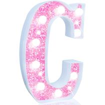 Letrero Luminoso de Letras LED Pooqla en Rosa con Purpurina a Batería