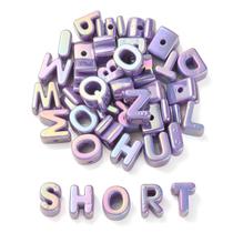 Letter Beads EEE ELECRELIVE, acrílico roxo, 100 unidades com bolsa Letter Beads EEE ELECRELIVE, acrílico roxo, 100 unidades com bolsa