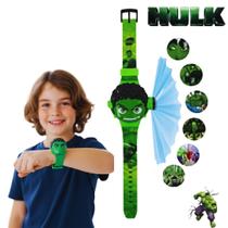 Leve a força do Hulk para o pulso das crianças com o Relógio Projetor Hulk Infantil com 6 Imagens