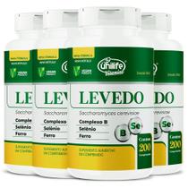 Levedo de cerveja vitamina complexo b selênio ferro 200 caps unilife kit 4