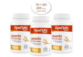 Levedo ou Levedura de Cerveja 400 comprimidos APISNUTRI Kit 3 un Levedo ou Levedura de Cerveja 400 comprimidos APISNUTRI Kit 3 un