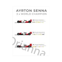 Lewis Hamilton Ayrton Senna F1 Campeão Mundial Infográfico Arte Em Tela HD Poster Decoração De Casa