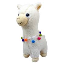 Lhama Branca Pelúcia Com Colar 32 Cm Altura De Fofinha Lhama Branca Pelúcia Com Colar 32 Cm Altura De Fofinha