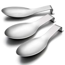 LIANYU Spoon Rest Set de 3, Suporte de Concha espátula de aço inoxidável, porta de descanso da colher do fogão de cozinha, acabamento escovado, cofre de lava-louças