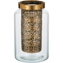 LIBAN LANTERNA 15x12x12cm VIDRO DOURADO