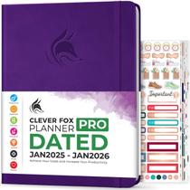 Life Planner Clever Fox Planner PRO datado de 2025-2026 A4 roxo