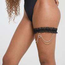 Liga de Coxa De Tule Com Coração Body Chain