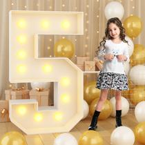 Light Up Number 5 branca de 122 cm de altura para festa de 5 anos