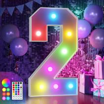 Light Up Numbers imprsv 3 pés Colorida Marquee Number 2 com controle remoto