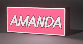 Lightbox LED Decorativa para Quarto Personalizada com Nome AMANDA Cor, Rosa/Branco 127V