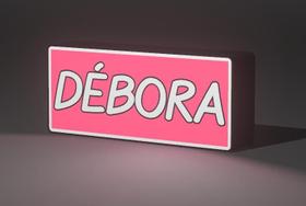 Lightbox LED Decorativa para Quarto Personalizada com Nome DÉBORA Cor, Rosa/Branco 127V