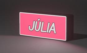 Lightbox LED Decorativa para Quarto Personalizada com Nome JÚLIA, Cor, Rosa/Branco 127V