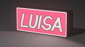 Lightbox LED Decorativa para Quarto Personalizada com Nome LUISA Cor, Rosa/Branco 127V