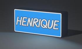 Lightbox Led, Luminaria Quarto Com Nome HENRIQUE Cor, Azul/Branco 127V