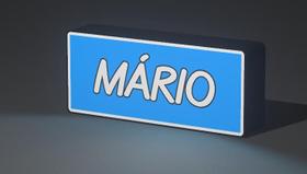 Lightbox Led, Luminaria Quarto Com Nome MÁRIO Cor, Azul/Branco 127V
