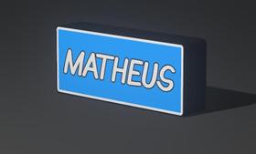 Lightbox Led, Luminaria Quarto Com Nome MATHEUS Cor, Azul/Branco 127V