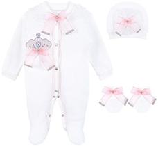 Lilax Baby Girl Jewels Crown Layette 3 Piece Gift Set 0-3 Meses Rosa