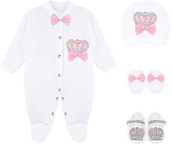 Lilax Baby Girl recém-nascido Crown Jewels Layette 4 Piece Gift Set 0-3 Meses Rosa