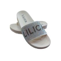 Lilica Chinelo Slide Strass Off White Lilica Chinelo Slide Strass Off White