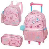 Lilica Kit Mochila Infantil Rodinhas Lancheira e Estojo Coleção 2026 Escolar Meninas