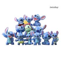 Lilo & Stitch - 12 Pcs Conjunto Figuras De Ação Disney Brinquedo Para Crianças 3,5cm PVC Decoração