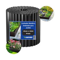 Limitador Metálico Ondulado para Canteiro 15cm x 12mt Preto
