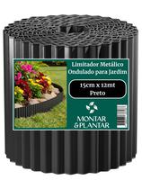 Limitador Metálico Ondulado para Jardim 15cm x 12mt Preto
