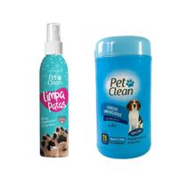 Limpa Patas e Lenço Umedecido Pet Clean para Cães e Gatos Higieniza Sem Enxague Pós Passeio