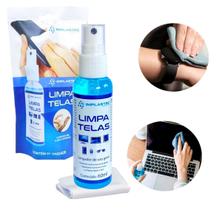 Limpa Tela Implastec 60ml com Flanela Clean Tv Led Lcd Monitor Celular Notebook Óculos