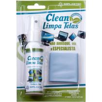Limpa Tela TV Celular Notebook Spray 60ml Com Flanela Implastec Clean