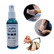 Limpa Telas Tira Manchas Monitor Celular Tv Notebooks Tablet 120ml Limpador Rapido Oculos Lentes