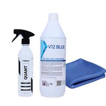 Limpa Vidros V12 Blue 1L Perol + Pano de Vidro Detailer + Pulverizador Quant