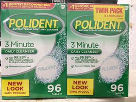 Limpador de dentaduras Polident Antibacteriano de 3 minutos 96 comprimidos Limpador de dentaduras Polident Antibacteriano de 3 minutos 96 comprimidos