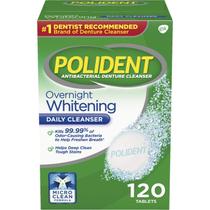 Limpador de dentaduras Polident Overnight Whitening 120 comprimidos x2 Limpador de dentaduras Polident Overnight Whitening 120 comprimidos x2