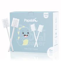 Limpador de língua para bebês Papablic, pacote com 100 unidades com alça de papel