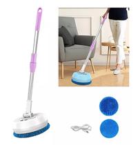 Limpador Elétrico de Piso 360 Giratorio Recarregavel com Esfregão Vassoura Redonda