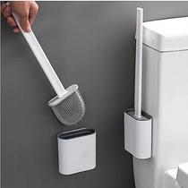 Limpador Escova Vaso Sanitário Cerdas em Silicone Flexível Escovinha de Privada com Suporte Fixação Adesivado Vassourinha de Limpeza de Banheiro Limpador Escova Vaso Sanitário Cerdas em Silicone Flexível Escovinha de Privada com Suporte Fixação Adesivado Vassourinha de Limpeza de Banheiro