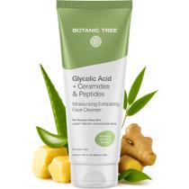 Limpador hidratante de ácido glicólico Botanic Tree Sabonete facial esfoliante Limpador facial para mulheres Também com ceramidas e peptídeos, delicadamente para pele úmida e elástica 6 onças